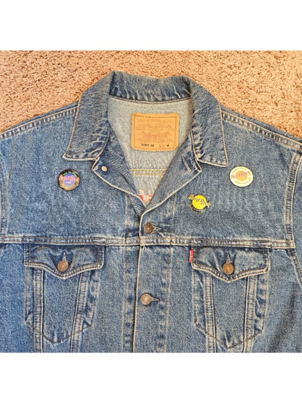 Vtg Levis Jean Jacket M Britain Hard Rock London Denim 70503-02 Trucker 80s 90s - Picture 2 of 14